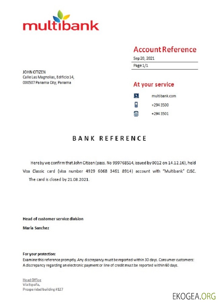 Référence Panama , Multibank , closure